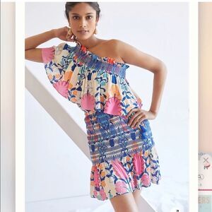 NEW Anthropologie Plenty Tracy Reese Ruffled One Shoulder Blouse Floral 2X